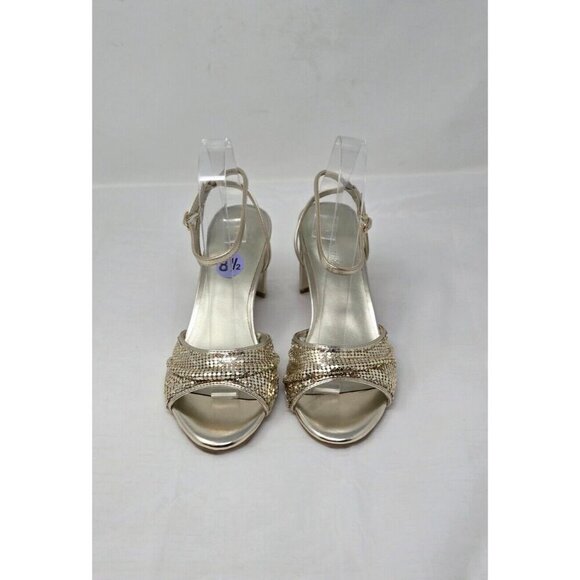 NINE WEST WOMEN'SHIGH HEEL SANDALS GOLD SIZE 8.5M - Picture 2 of 7
